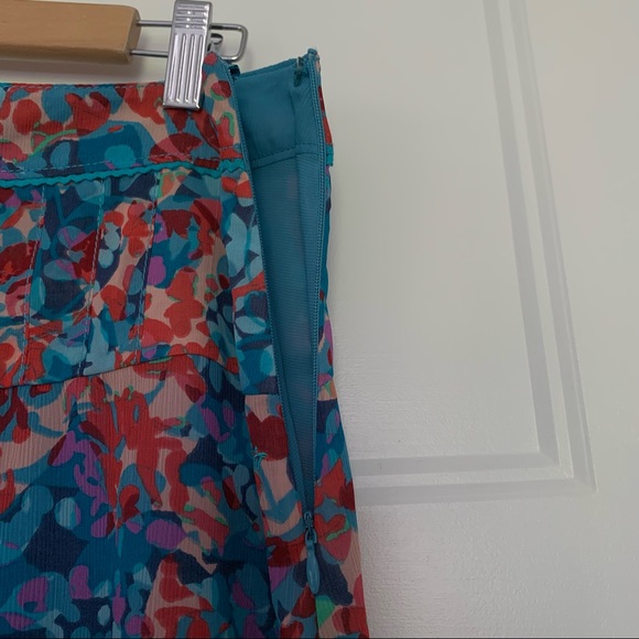 Esprit - Lined Blue/Turquoise/Red/Pink Patterned Skirt - Size 10 - Picture 5 of 8